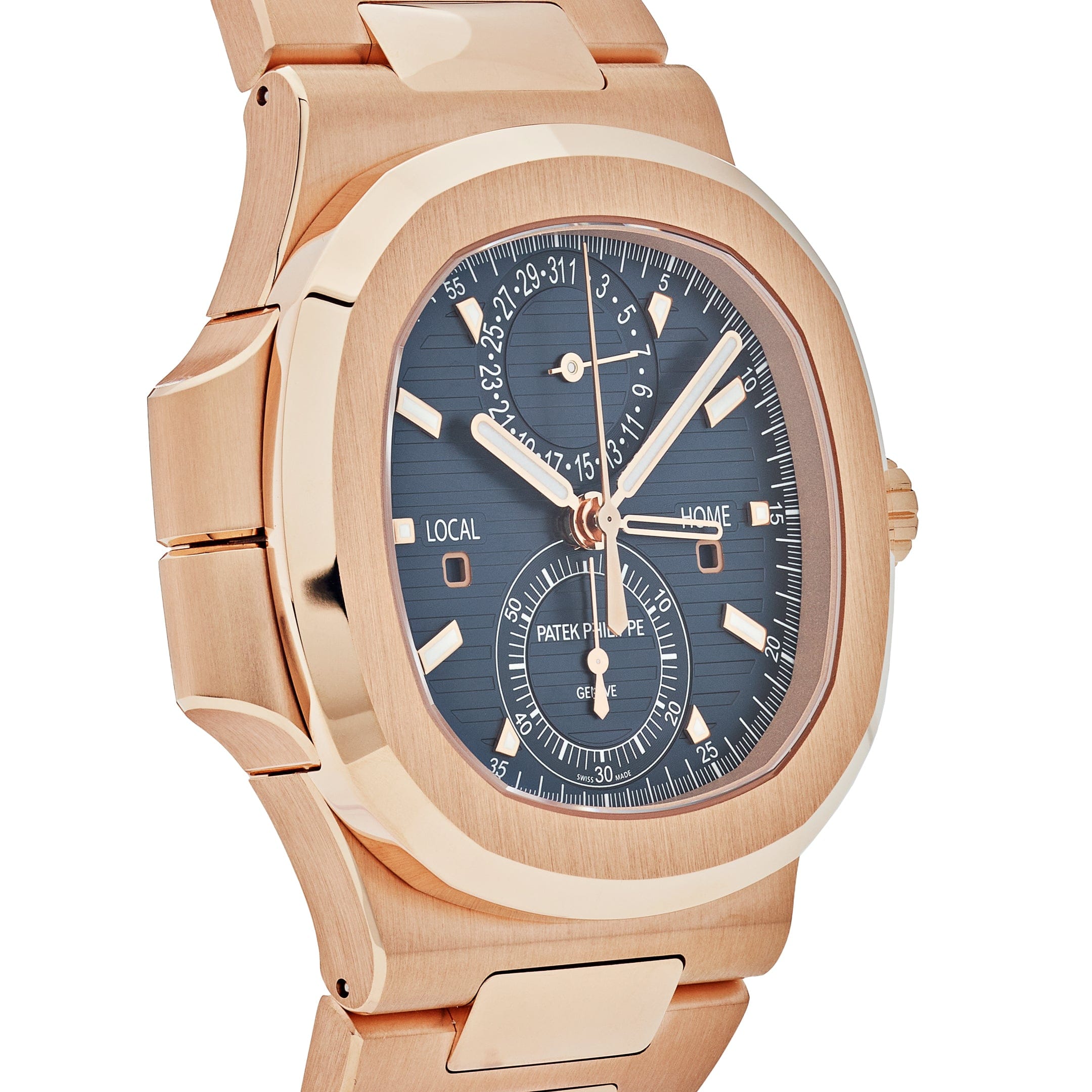 Patek Philippe Nautilus 3285 V3 – Swiss Super Clone 5990/1R-001 Travel Time Flyback Chronograph Rose Gold Blue Dial (2025)